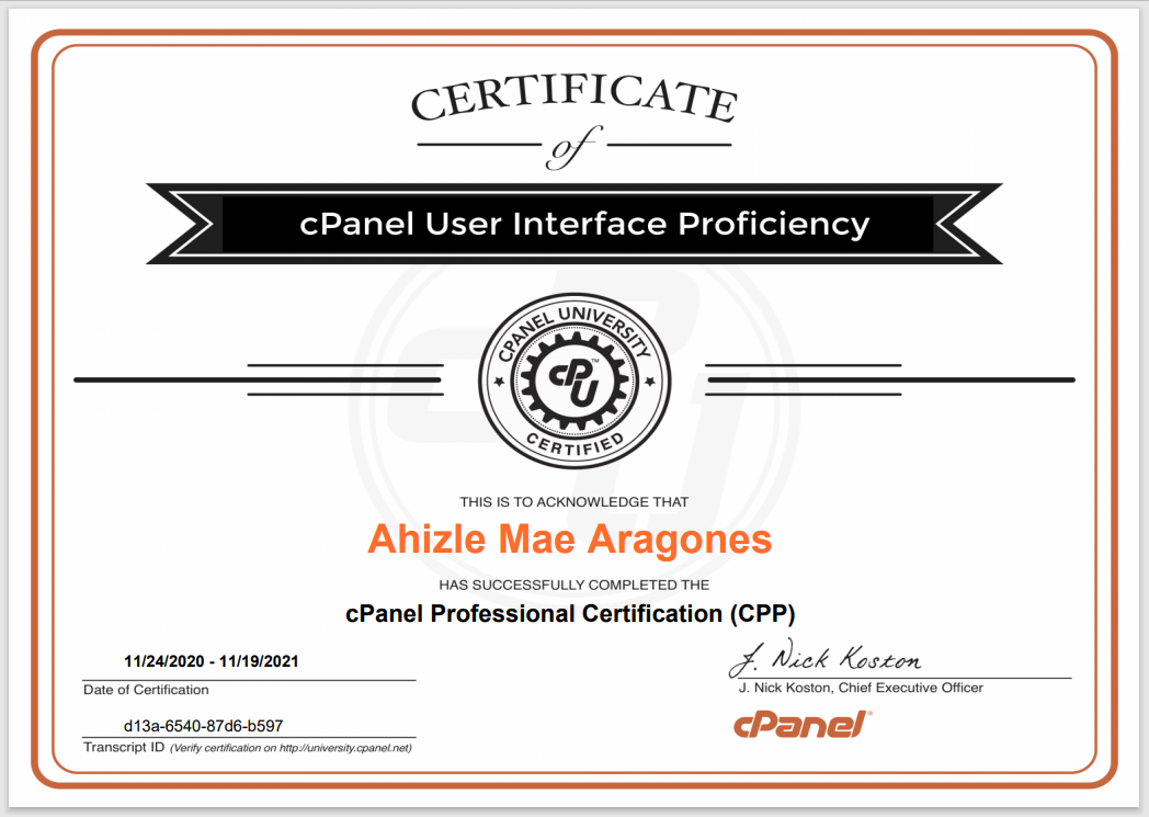 cPanel User Interface Proficiency