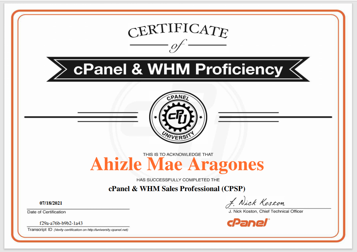 cPanel and WHM Sales Professional